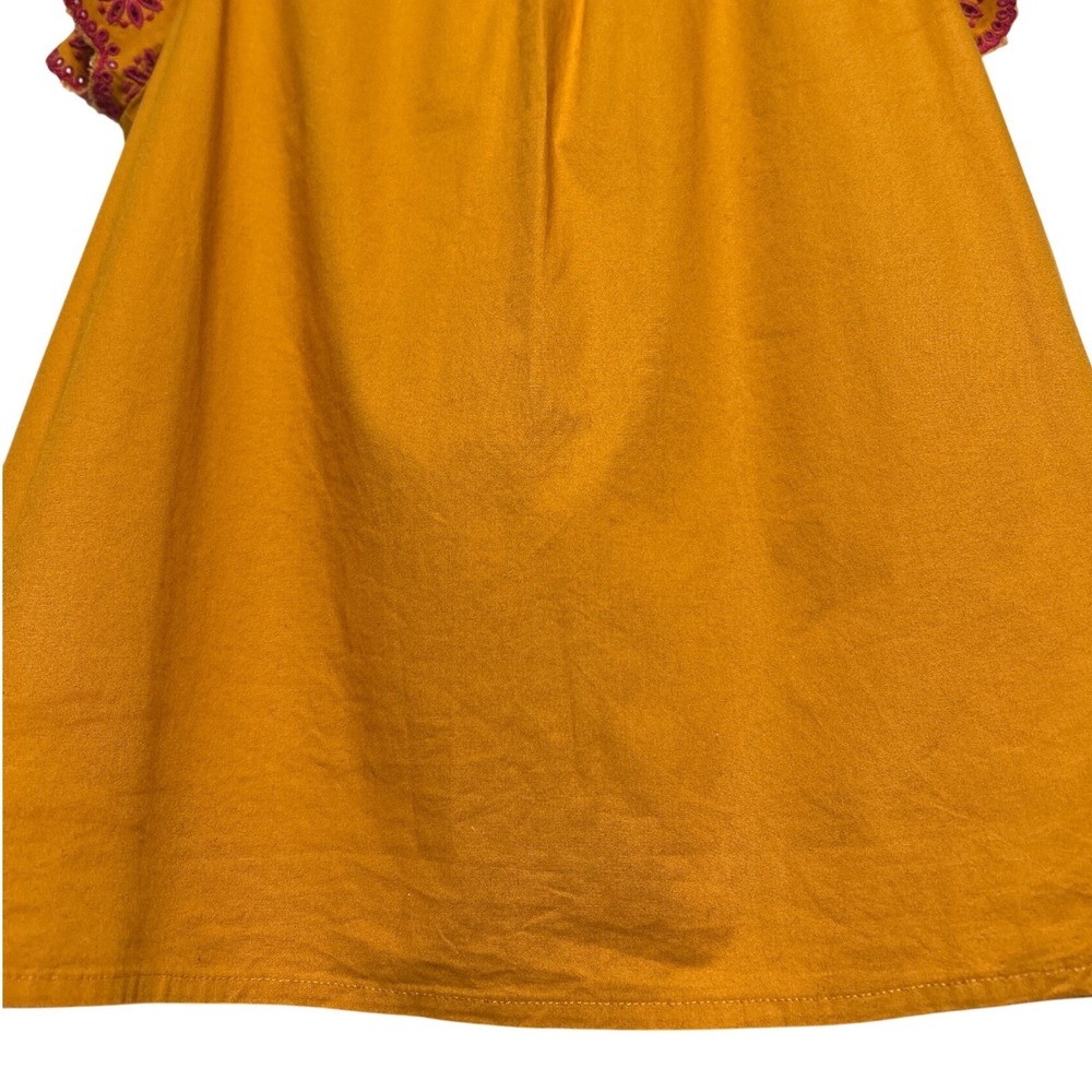 J. Crew Embroidered Flutter Sleeve Blouse Stretch Cotton Poplin Rough Amber Sz M - Picture 4 of 8